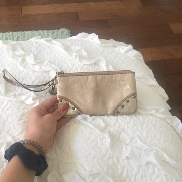 Gold COACH wristlet - Picture 1 of 4